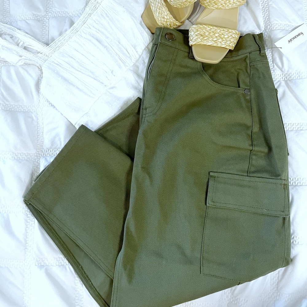 Francesca's Collections Olive Midi Skirt